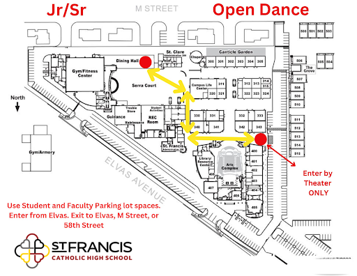 Junior Senior Open Dance Parking Route