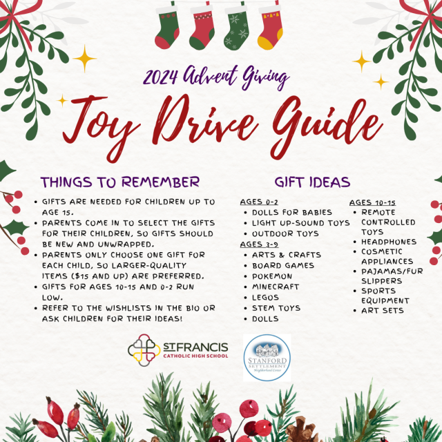 2024 Advent Giving Joy Drive Guide. St. Francis Catholic High School Sacramento, CA